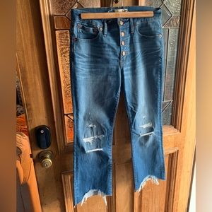 Madewell Cali-Demi boot cut jeans with raw hem